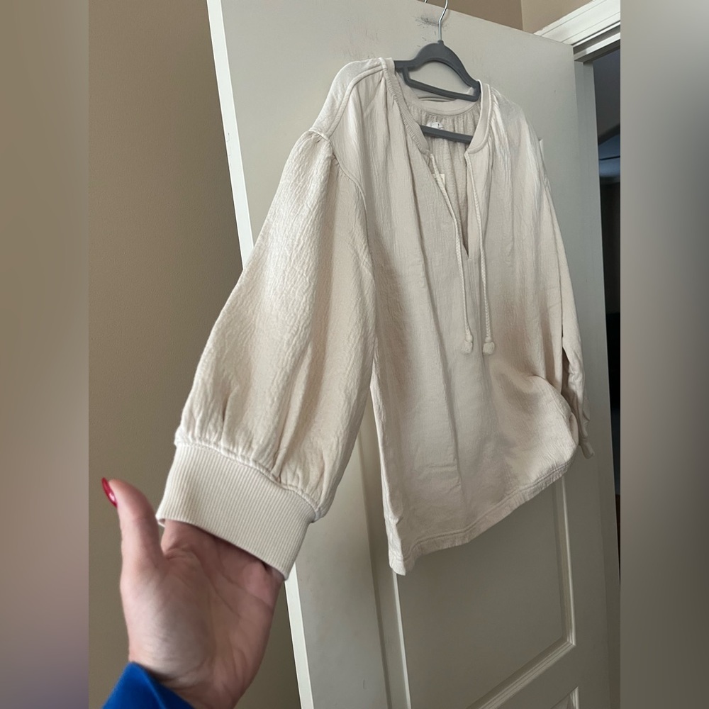 Aerie Cream Pullover Oversized Top Women’s Size XS - Picture 5 of 13